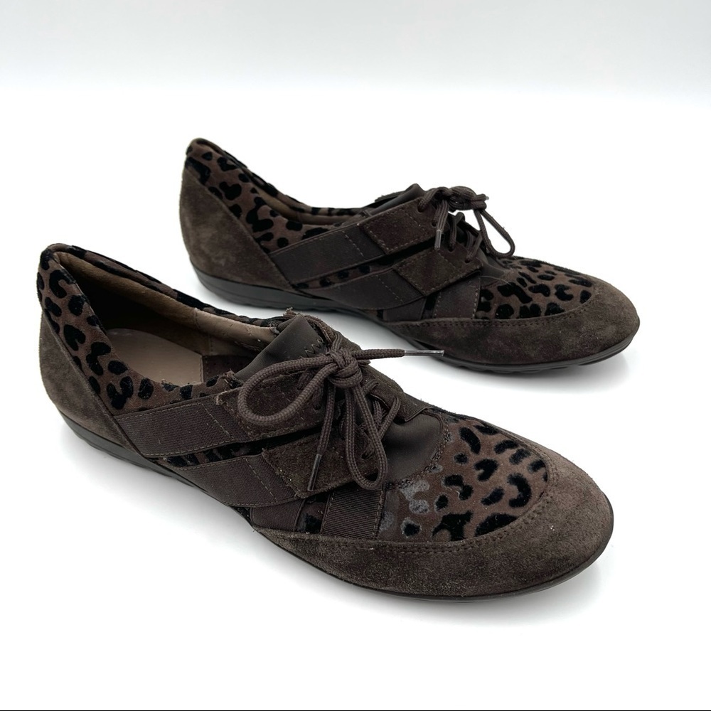 Sesto Meucci brown leopard print sneakers size 5.5
